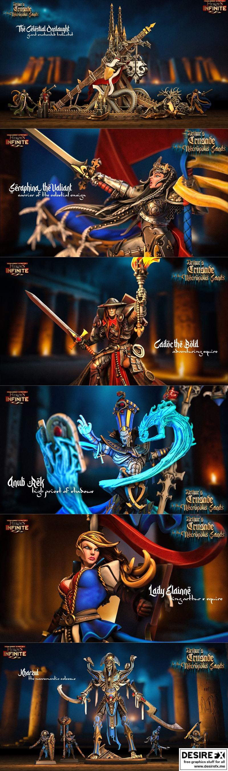 英雄无限：亚瑟的 necropolis 沙漠远征 3D打印模型|Heroes Infinite – Arthur’s Crusade to the Necropolis SandsApril 2024 – 3D Print Model STL