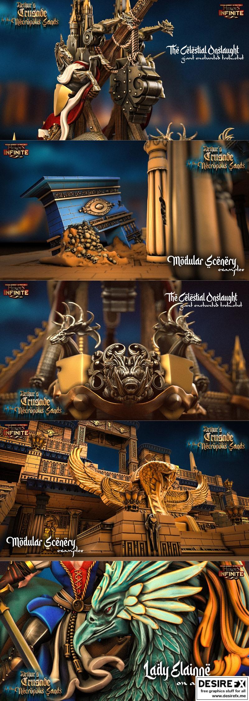 英雄无限：亚瑟的 necropolis 沙漠远征 3D打印模型|Heroes Infinite – Arthur’s Crusade to the Necropolis SandsApril 2024 – 3D Print Model STL