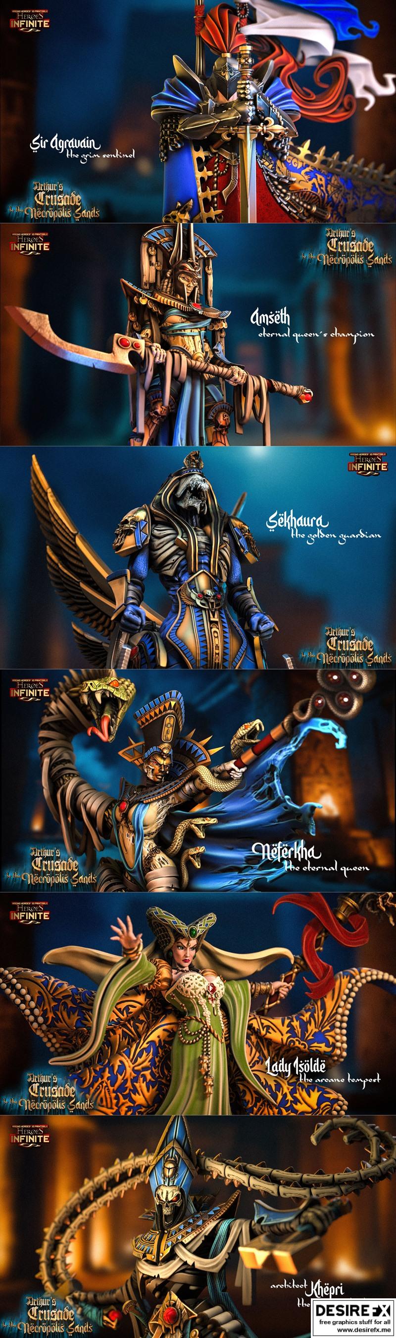 英雄无限：亚瑟的 necropolis 沙漠远征 3D打印模型|Heroes Infinite – Arthur’s Crusade to the Necropolis SandsApril 2024 – 3D Print Model STL