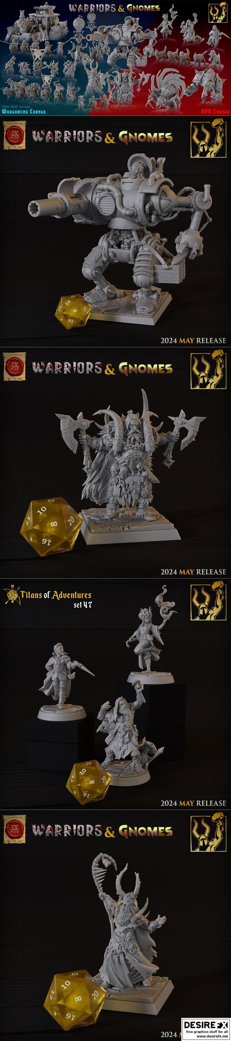 泰坦熔炉：战士与侏儒 3D打印模型|Titan Forge – Warriors & Gnomes Vol2 May 2024 – 3D Print Model STL