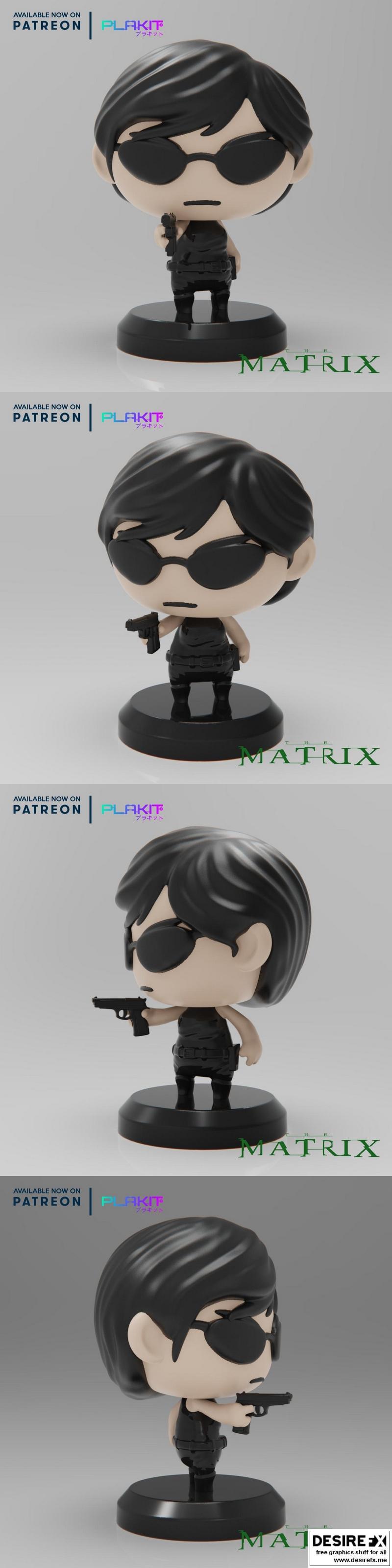 PlaKit 三件套 3D打印模型：矩阵 Trinity 完整套装|PlaKit – Matrix – Trinity – 3D Print Model