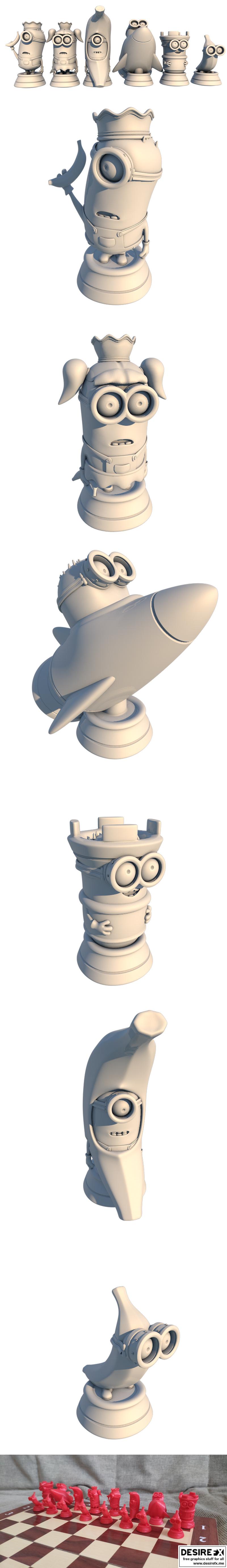迷你人棋盘套装 - 3D打印模型|Minions Chess Set – 3D Print Model