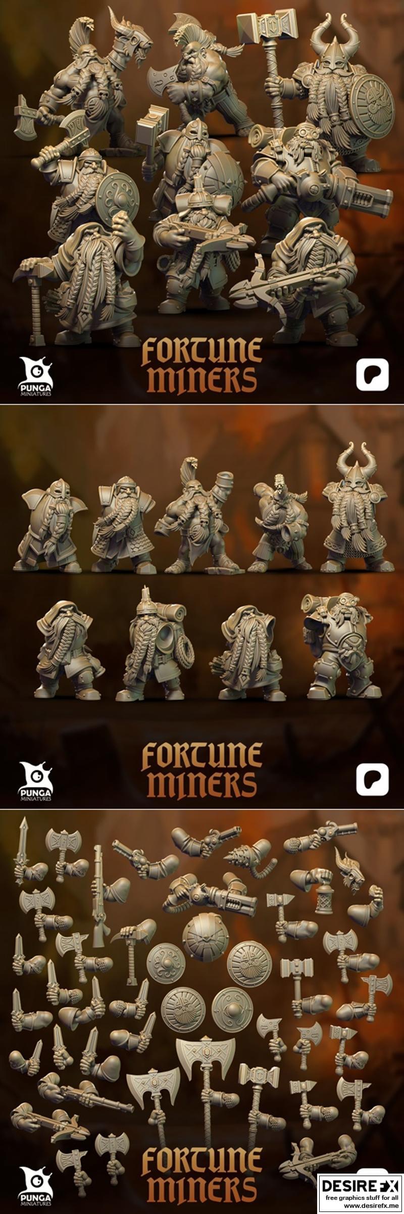 Punga迷你模型——幸运矿工3D打印模型|Punga Miniatures – Fortune Miners – 3D Print Model STL