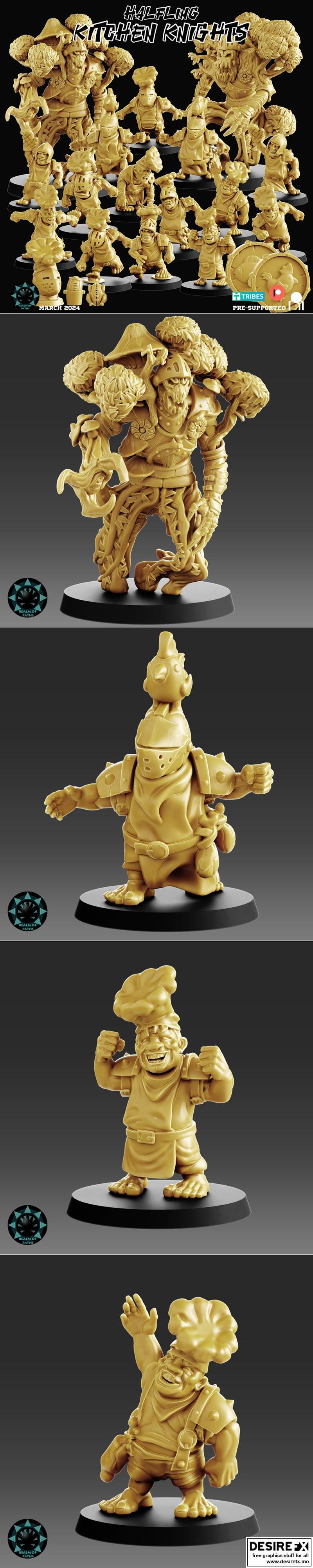 路径之域——厨房骑士——矮人族3D打印模型|Realm of Paths – HALFLINGS – Kitchen Knights – 3D Print Model STL