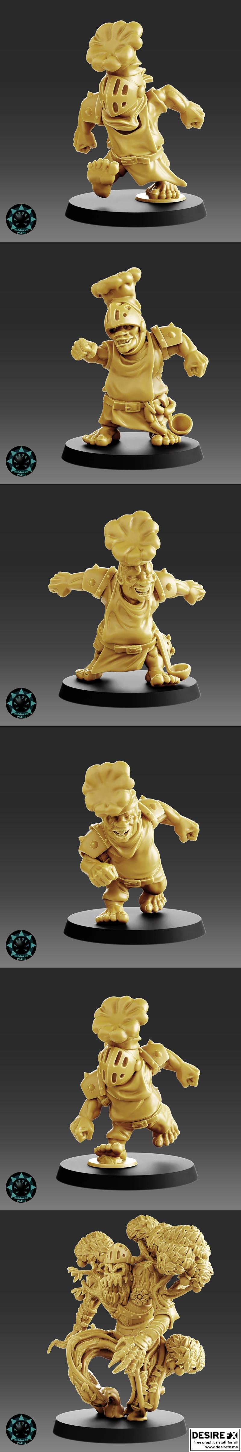 路径之域——厨房骑士——矮人族3D打印模型|Realm of Paths – HALFLINGS – Kitchen Knights – 3D Print Model STL