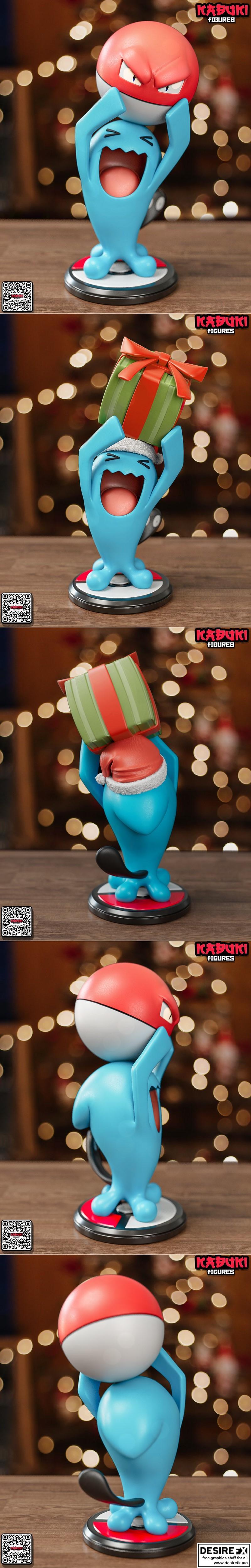 Kabuki Figures Wobbuffet圣诞节3D打印模型|Kabuki Figures – Wobbuffet Christmas – 3D Print Model STL