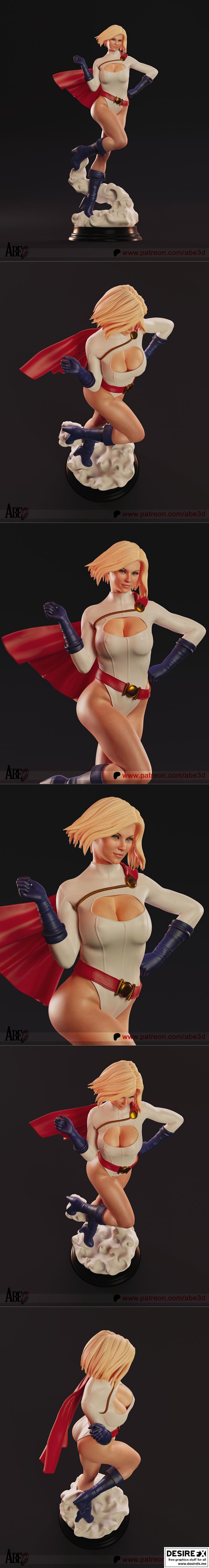Abe3D - 功率少女 - 3D打印模型|Abe3D – Powergirl – 3D Print Model STL