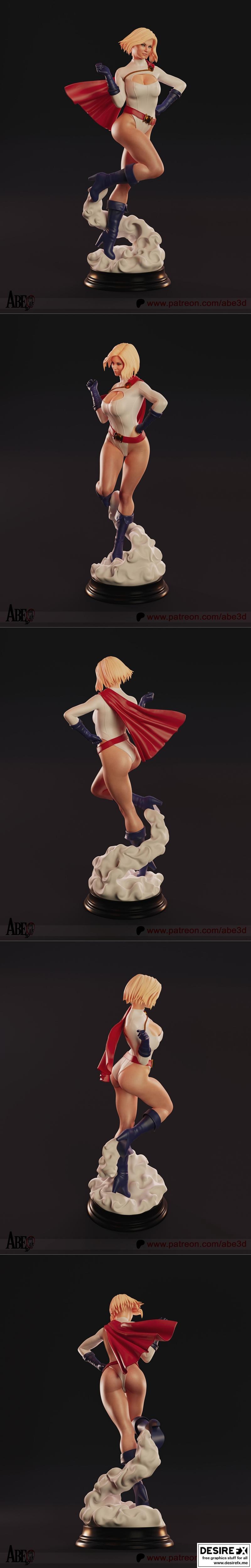 Abe3D - 功率少女 - 3D打印模型|Abe3D – Powergirl – 3D Print Model STL