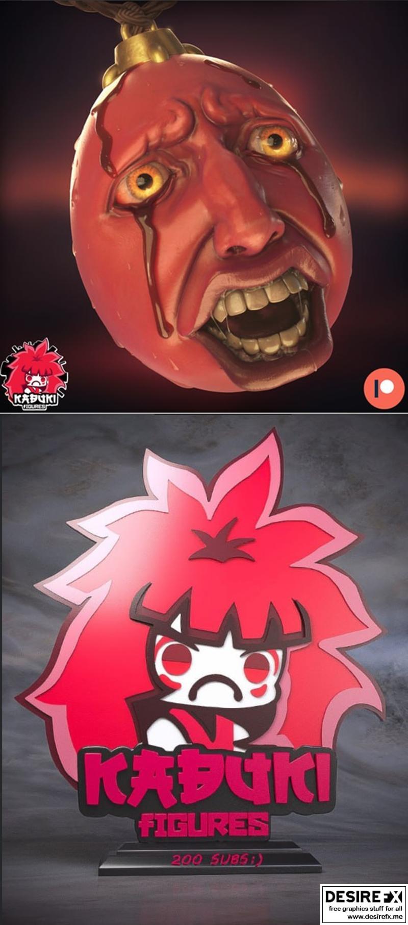 Kabuki Figures 3D打印模型：贝利特与特罗菲双人角色造型|Kabuki Figures – Behelit and Trophie – 3D Print Model STL