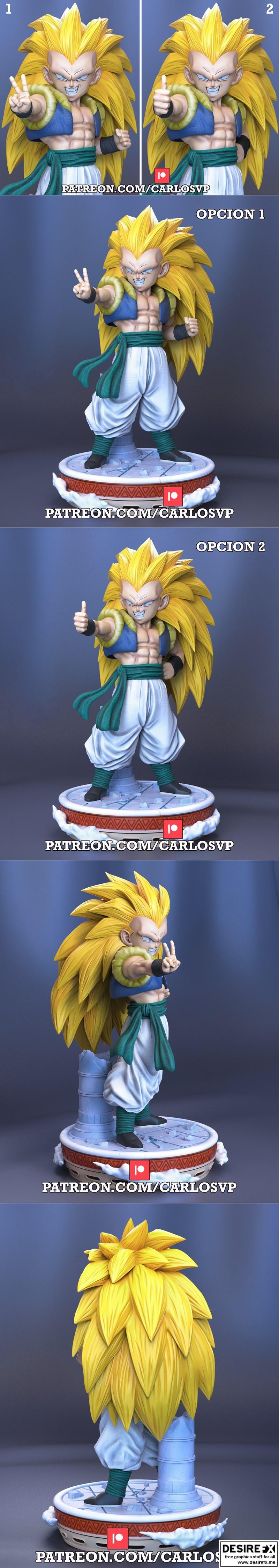 乔特鲁特超级赛亚人3 3D打印模型|Carlos VP – Gotenks Super Saiyan 3 – 3D Print Model STL