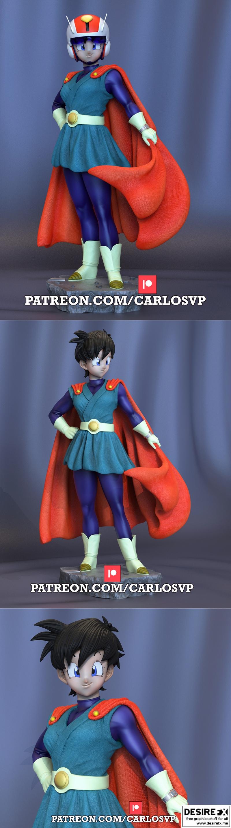 维达 伟大赛亚人2 3D打印模型|Carlos VP – Videl Gran Saiyaman 2 – 3D Print Model STL