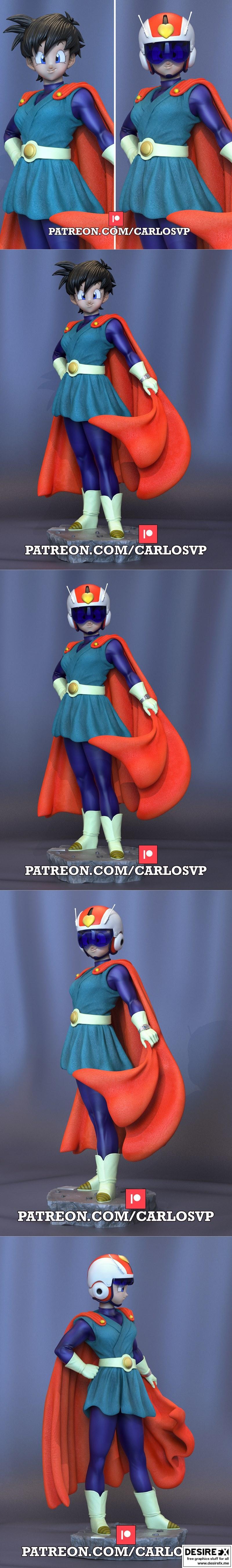 维达 伟大赛亚人2 3D打印模型|Carlos VP – Videl Gran Saiyaman 2 – 3D Print Model STL