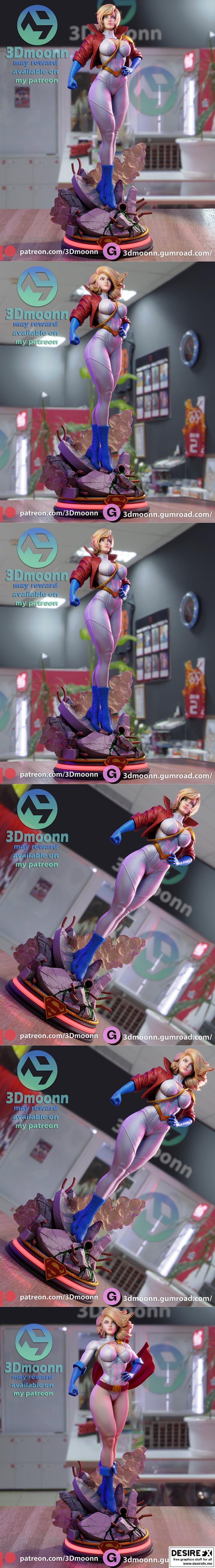 3D打印模型：Power Girl角色造型|3Dmoonn – Power Girl – 3D Print Model STL