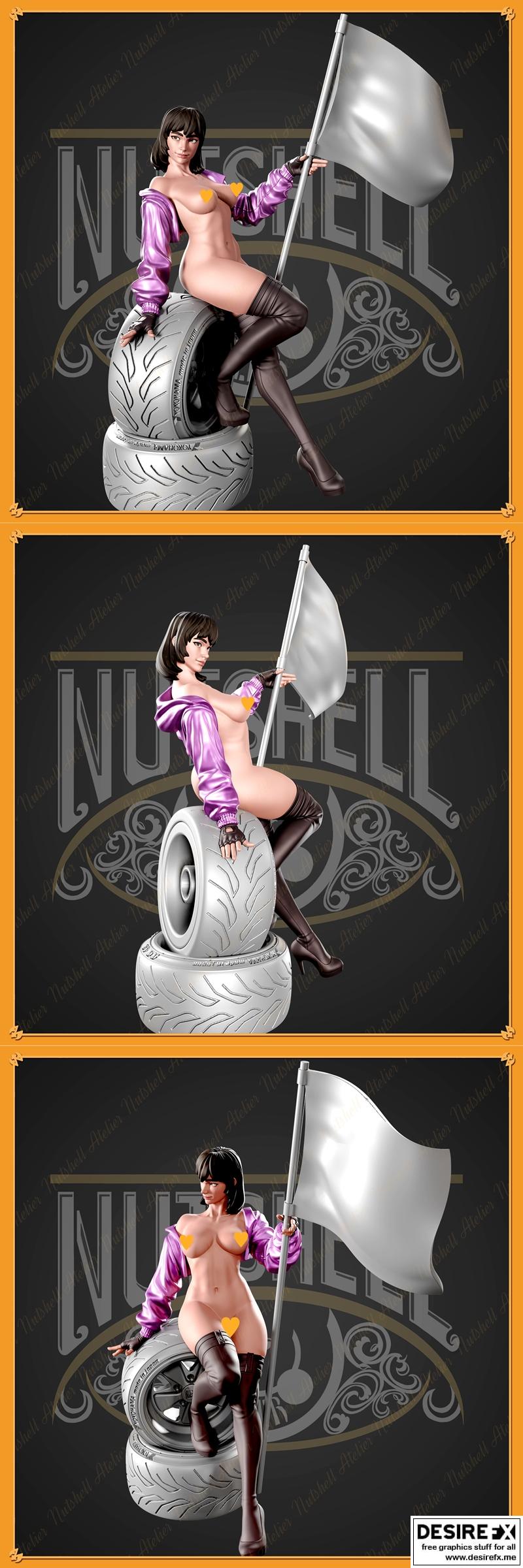 Nutshell Atelier – 赛车少女 1 – 3D打印模型|Nutshell Atelier – Racing Girl 1 – 3D Print Model STL