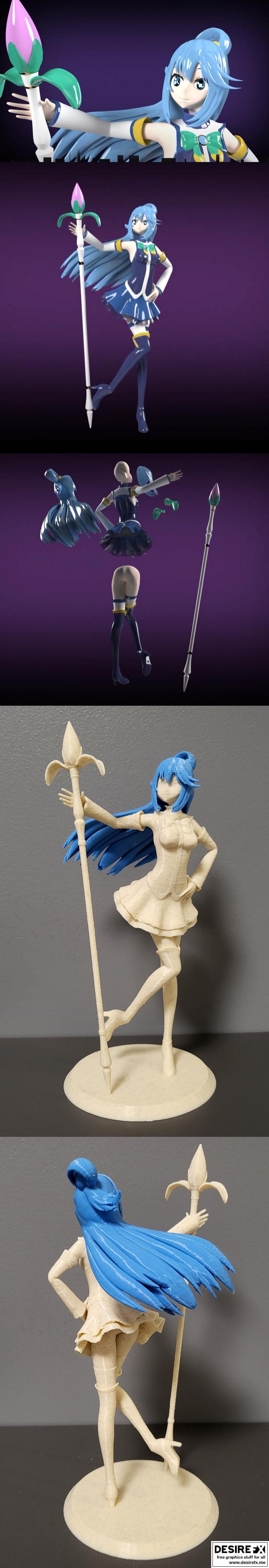 Aqua的3D打印模型——来自《Konosuba》的角色造型|Aqua – Konosuba – 3D Print Model