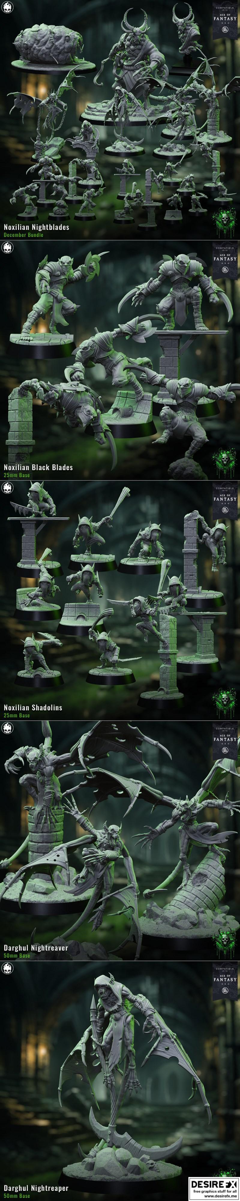 Fleshcraft工作室诺克萨斯夜刃套装3D打印模型|Fleshcraft Studio – Noxilian Nightblades Bundle – 3D Print Model STL