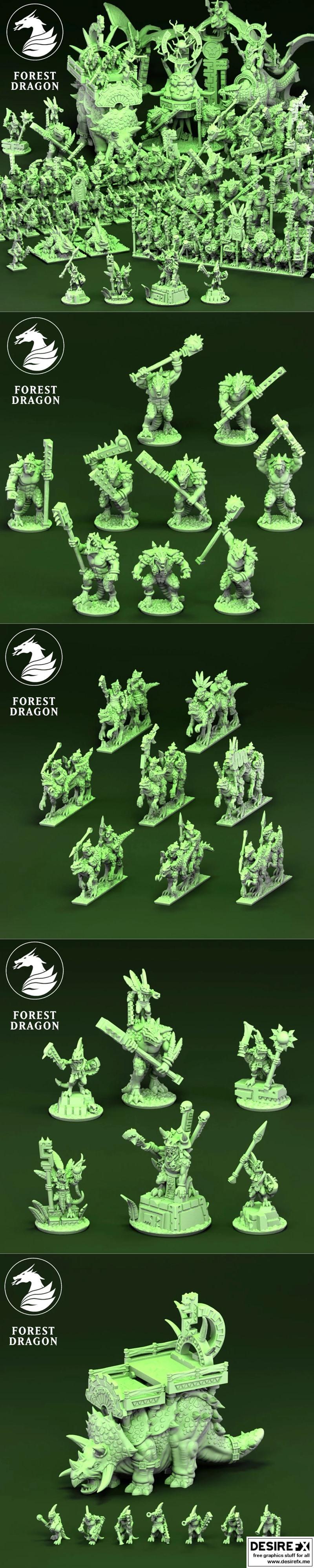 森林龙——爬行军团完整版 3D打印模型|Forest Dragon – Reptilian Army Complete – 3D Print Model STL
