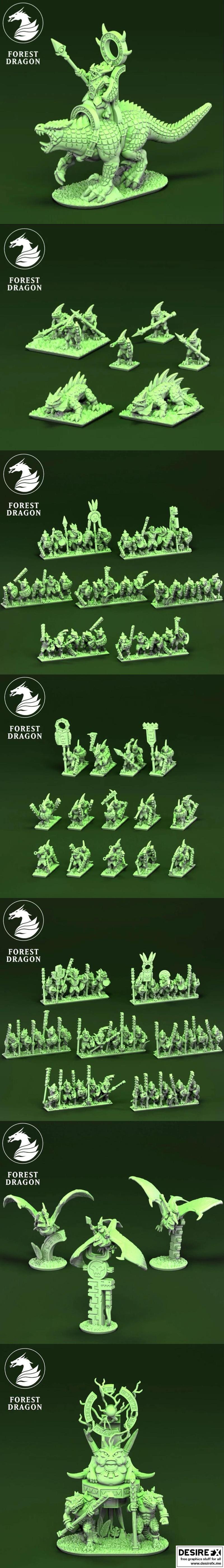 森林龙——爬行军团完整版 3D打印模型|Forest Dragon – Reptilian Army Complete – 3D Print Model STL