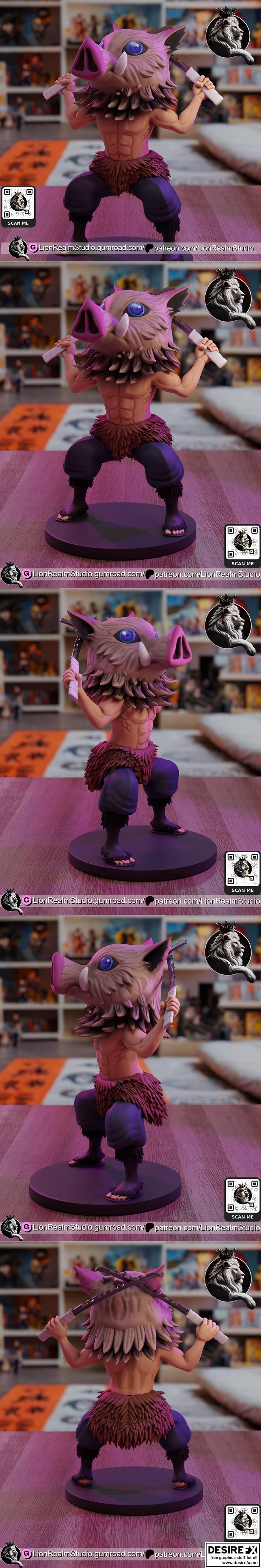 LionRealm Studio - 鬼灭之刃 - 伊之助 3D打印模型|LionRealm Studio – Inosuke – Demon Slayer – 3D Print Model STL