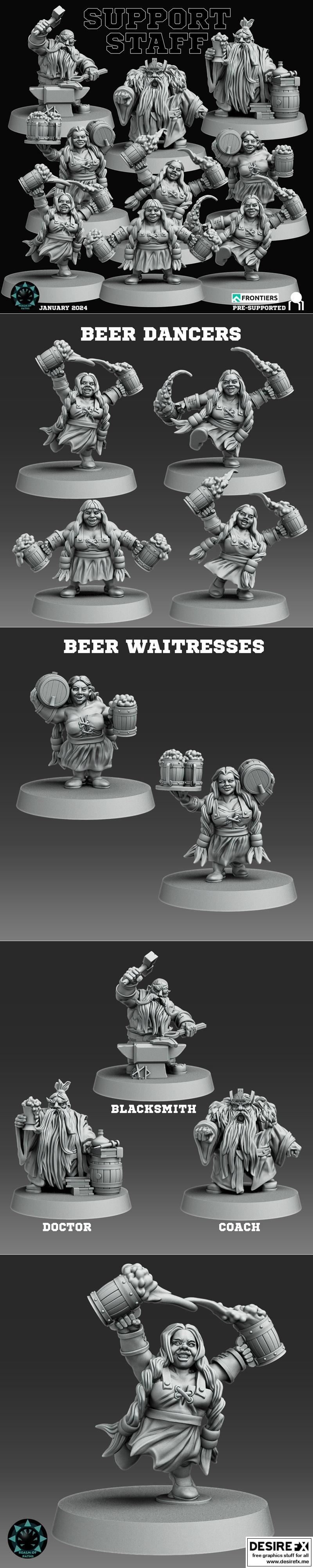 路径之域——矮人支持人员 3D打印模型|Realm of Paths – Dwarf Support Staff – 3D Print Model STL