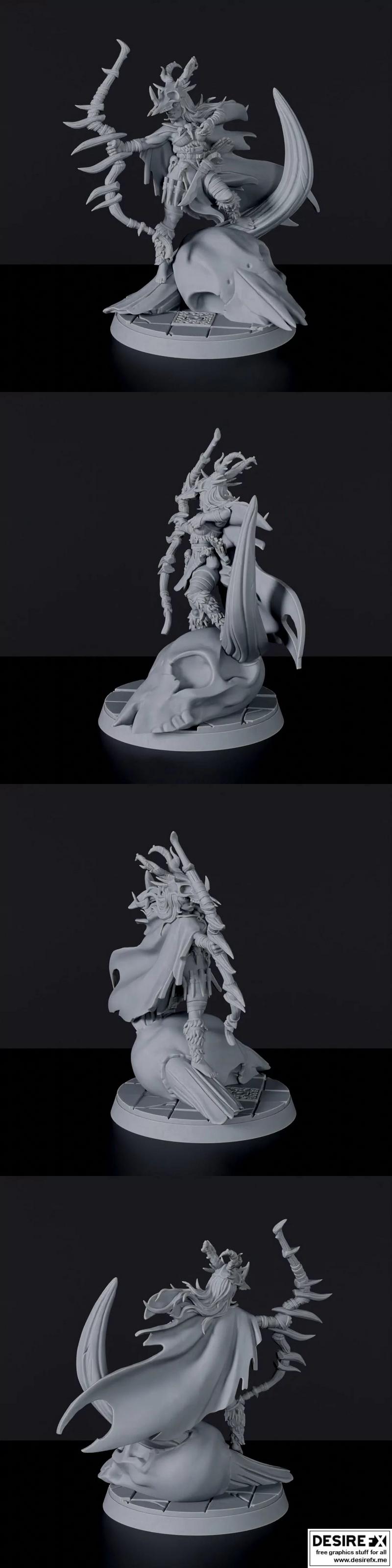 Badland系列：_halforc猎手女战士3D打印模型|Badland Orcs – Halforc Huntress – 3D Print Model