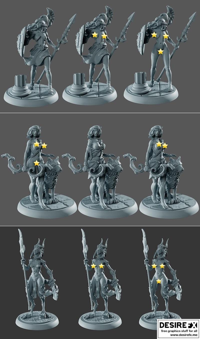 雅典娜、阿尔忒弥斯与阿拉迪亚——3D打印模型|Athena and Artemis and Aradia – 3D Print Model STL