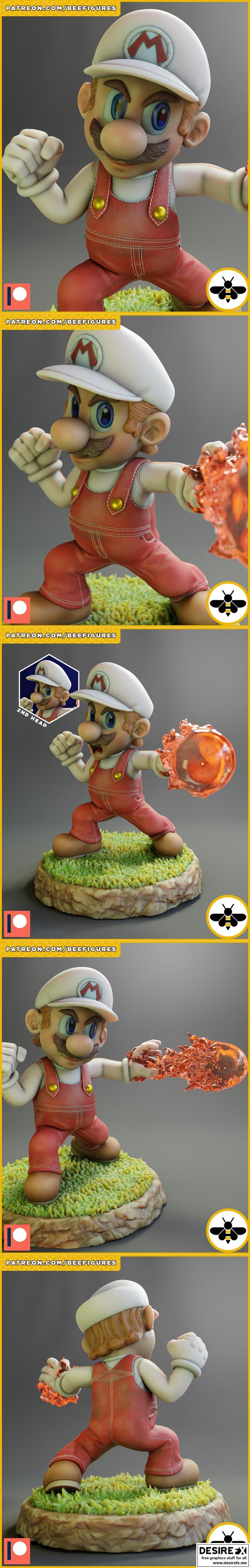 蜂巢造型 - 火焰马里奥 - 3D打印模型|Bee Figures – Fire Mario – 3D Print Model STL