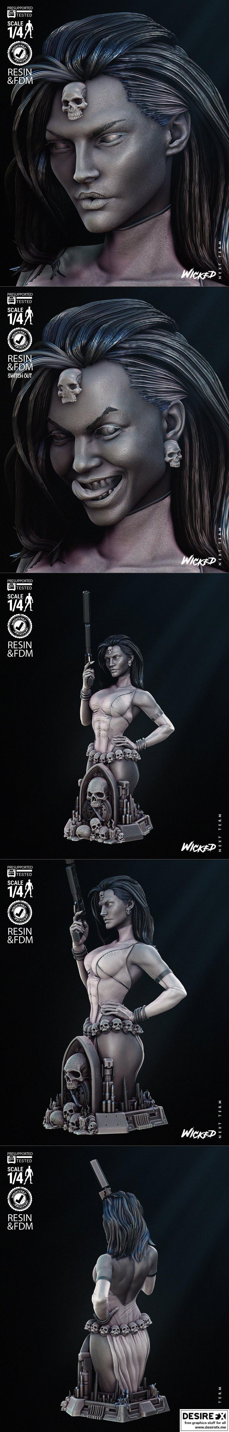 Wicked - 神秘女郎 3D打印模型|Wicked – Mystique Bust – 3D Print Model STL