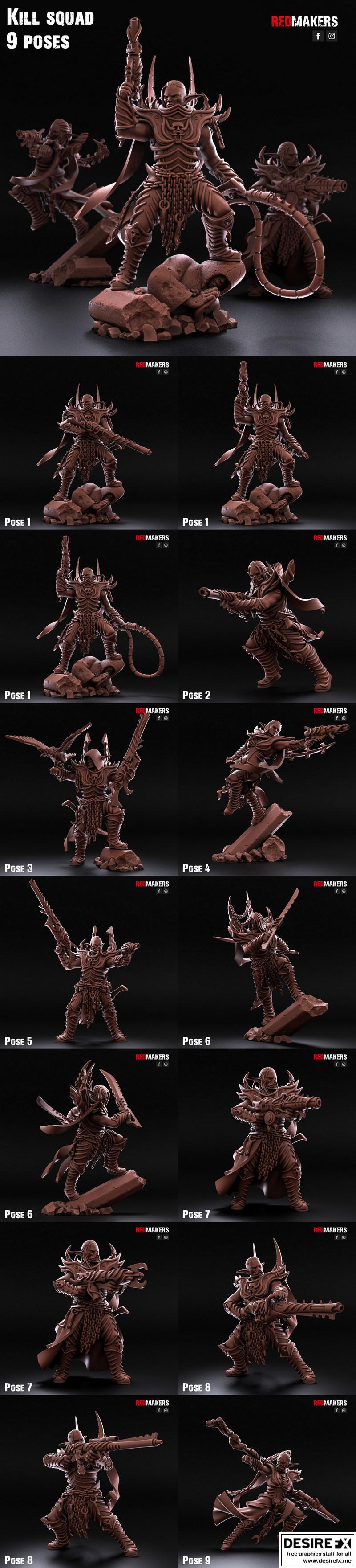 暗黑精灵杀戮小队 3D打印模型|Kill Squad Dark Elves – 3D Print Model