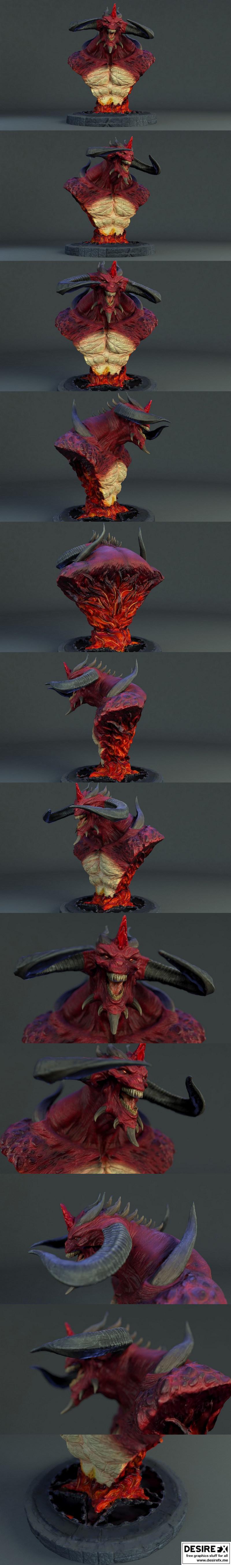 《暗黑2恶魔头像3D打印模型》|Diablo Bust from Diablo 2 – 3D Print Model