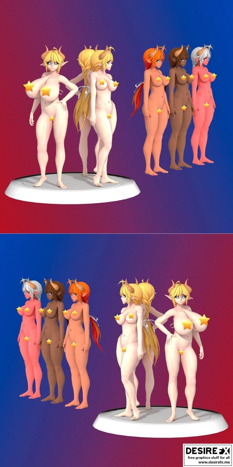 完整女性基础网格模型（含变体）—3D打印STL文件|Complete Female Base Mesh With Variations – 3D Print Model STL