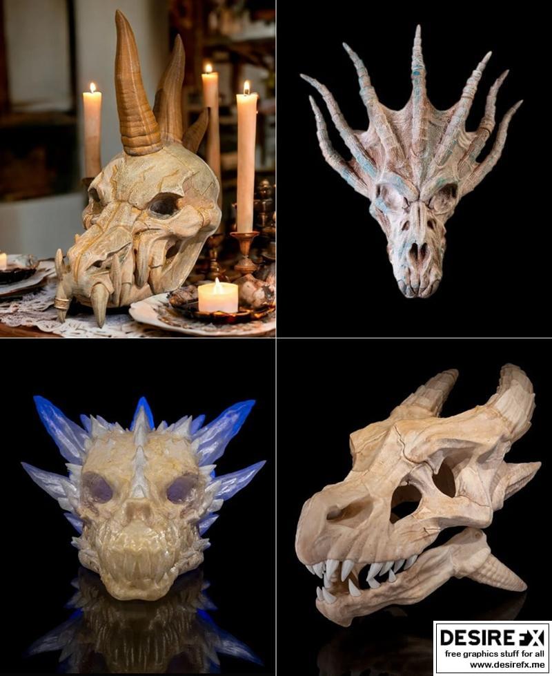 黑龙、蓝龙、钻石龙与史诗红龙 3D打印模型|Skull – Black Dragon and Blue Dragon and Diamond Dragon and Epic Red Dragon – 3D Print Model STL