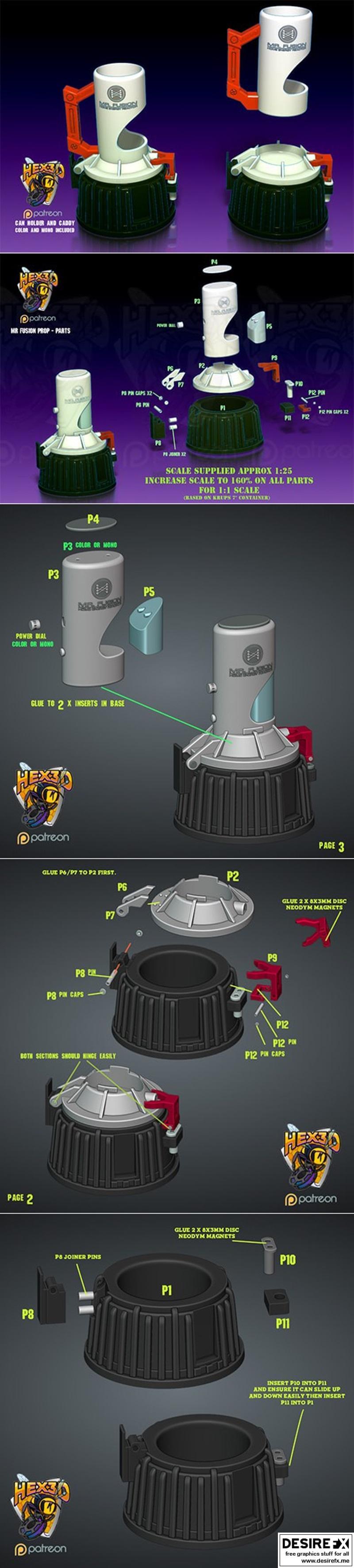 Hex3D - 融合者 - Mr. Fusion 3D打印模型|Hex3D – Mr Fusion – 3D Print Model STL