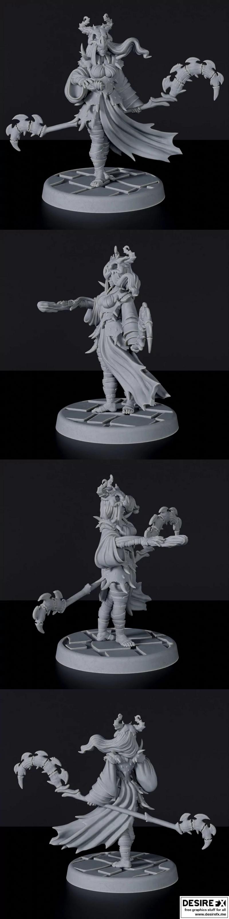 3D打印女战法师模型|Human Female Warlock B – 3D Print Model