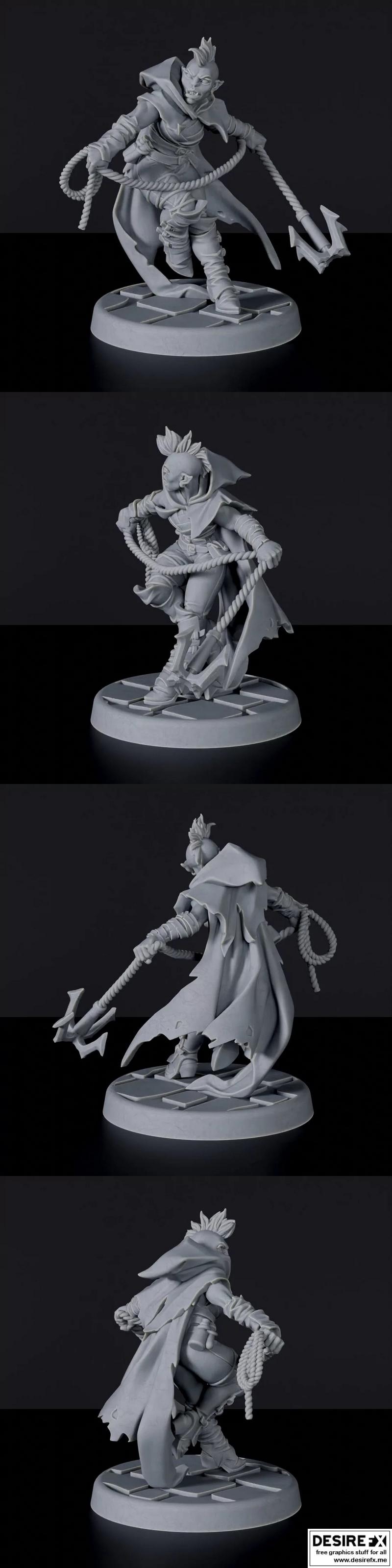 半精灵女盗贼C 3D打印模型|Half-Orc Female Rogue C – 3D Print Model
