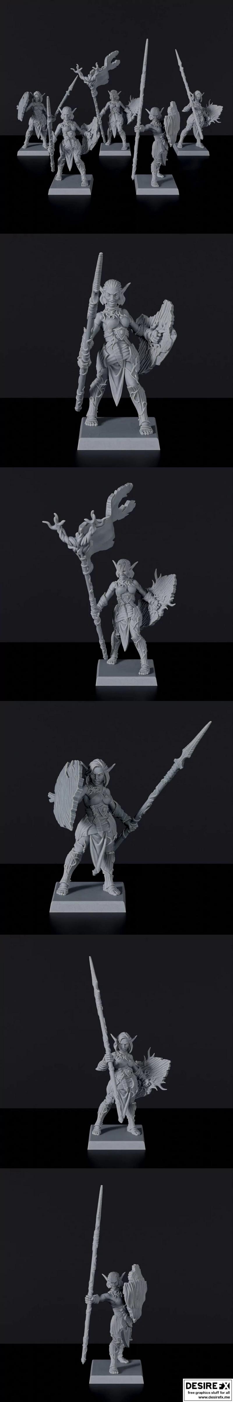 木精灵女守护者3D打印模型|Wood Elves – Female Protector Unit – 3D Print Model