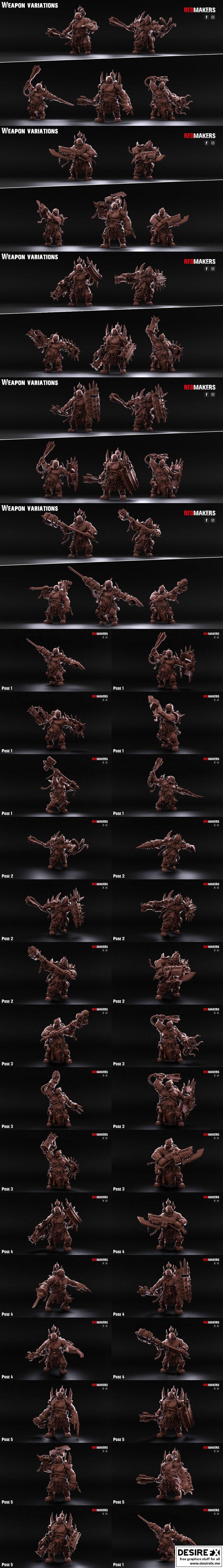 异形巨人们——叛徒——3D打印模型|Pack of Abhuman Giants – Heretics – 3D Print Model