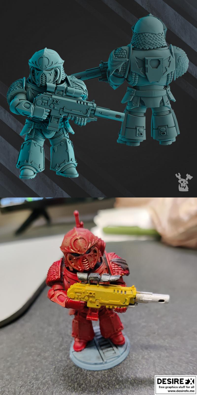 斯库拉军团萌系战士 3D打印模型|Scylla Legion Chibi Warrior – 3D Print Model