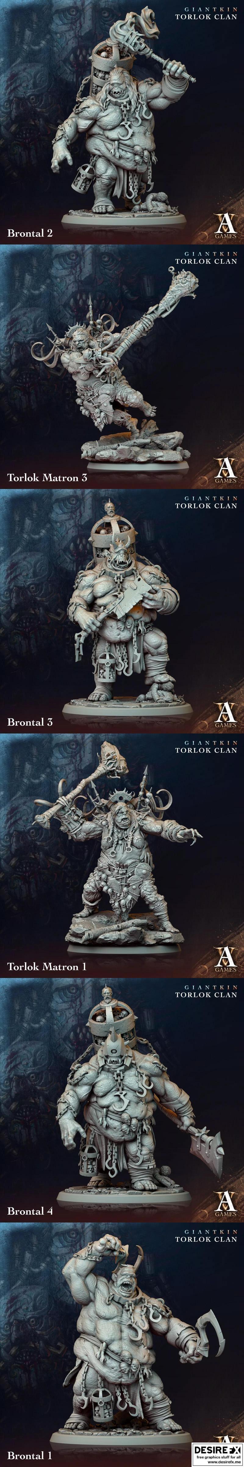 Archvillain Games《巨灵族》托洛克家族 3D打印模型 STL|Archvillain Games – Giantkin – Torlok Clan – 3D Print Model STL