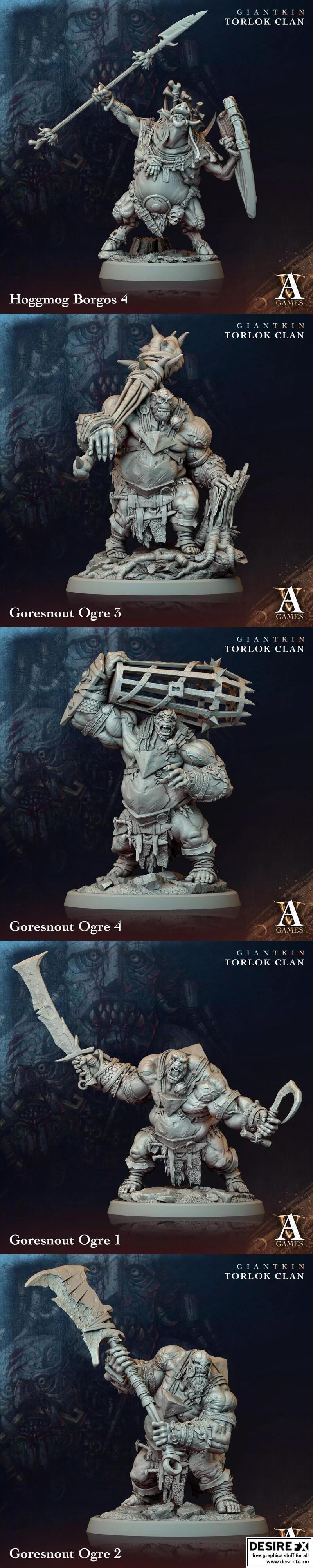 Archvillain Games《巨灵族》托洛克家族 3D打印模型 STL|Archvillain Games – Giantkin – Torlok Clan – 3D Print Model STL