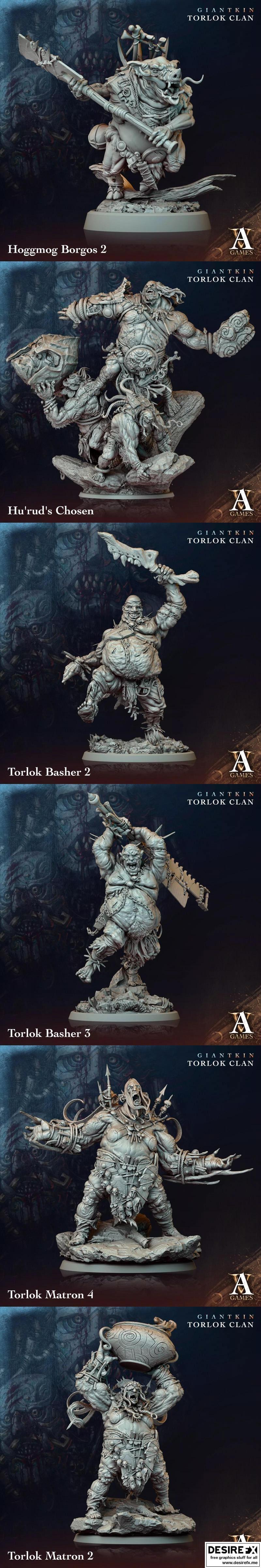 Archvillain Games《巨灵族》托洛克家族 3D打印模型 STL|Archvillain Games – Giantkin – Torlok Clan – 3D Print Model STL