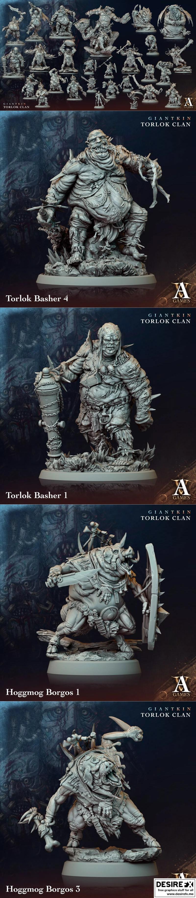 Archvillain Games《巨灵族》托洛克家族 3D打印模型 STL|Archvillain Games – Giantkin – Torlok Clan – 3D Print Model STL