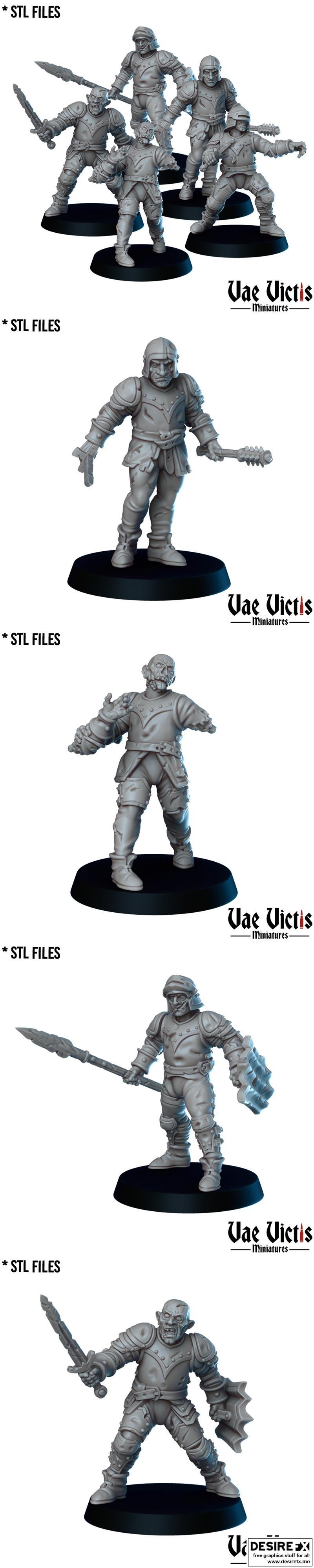 瓦尔维斯迷你模型-亡灵守卫套装-3D打印模型|Vae Victis Miniatures – Undead Guard Pack – 3D Print Model STL