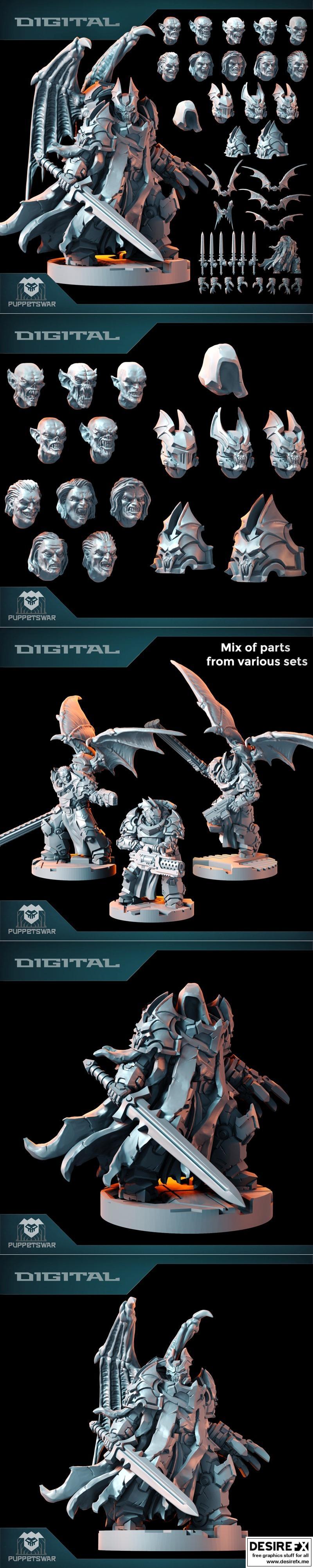 Puppetswar 3D打印迷你模型：吸血鬼主题套装|Puppetswar Miniatures – Vampire Pack – 3D Print Model STL
