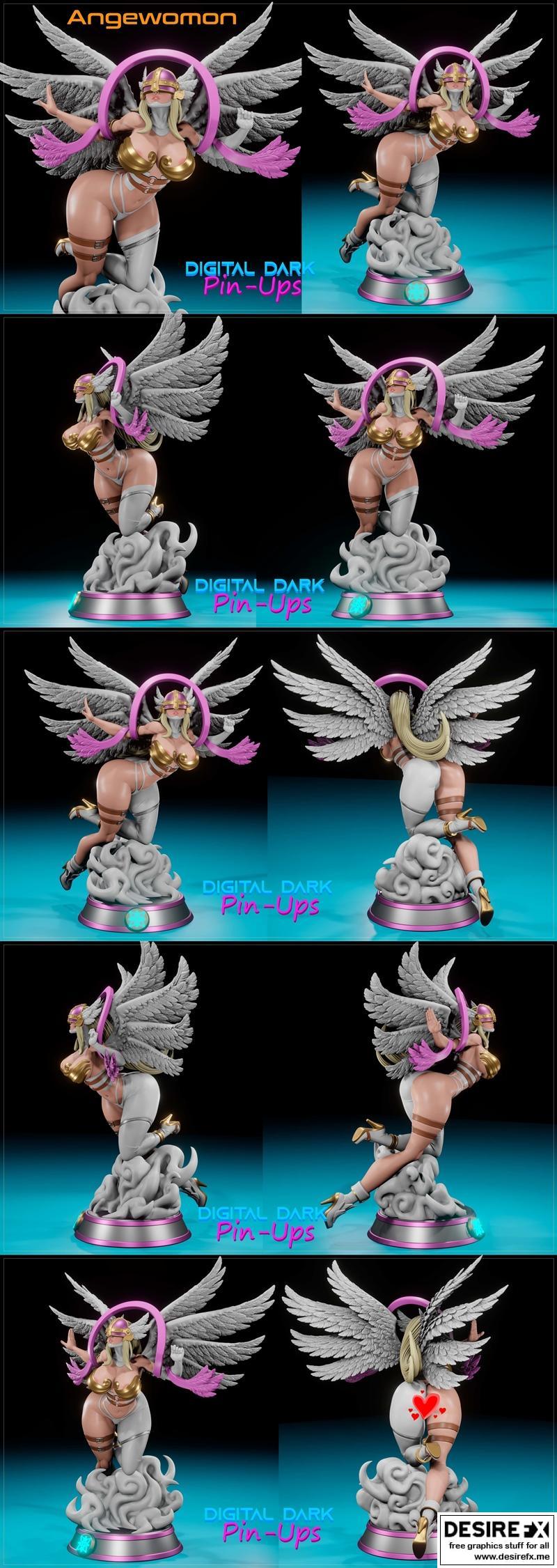 数字暗黑人偶——安格威翁——3D打印模型|Digital Dark Pin-Ups – Angewomon – 3D Print Model STL