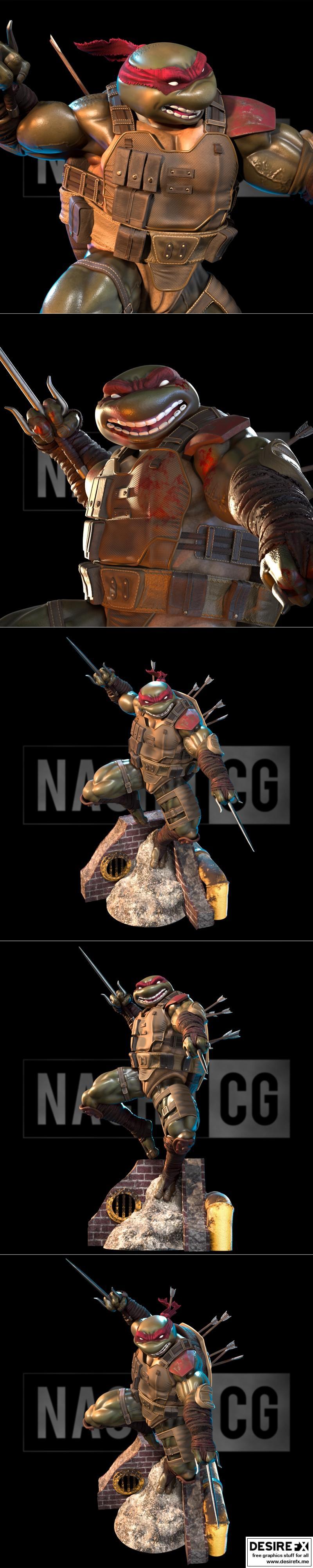 TMNT忍者神龟 赛博忍者拉斐尔 3D打印雕像模型|Fan Art – Raphael from TMNT Last Ronin – Statue – 3D Print Model STL