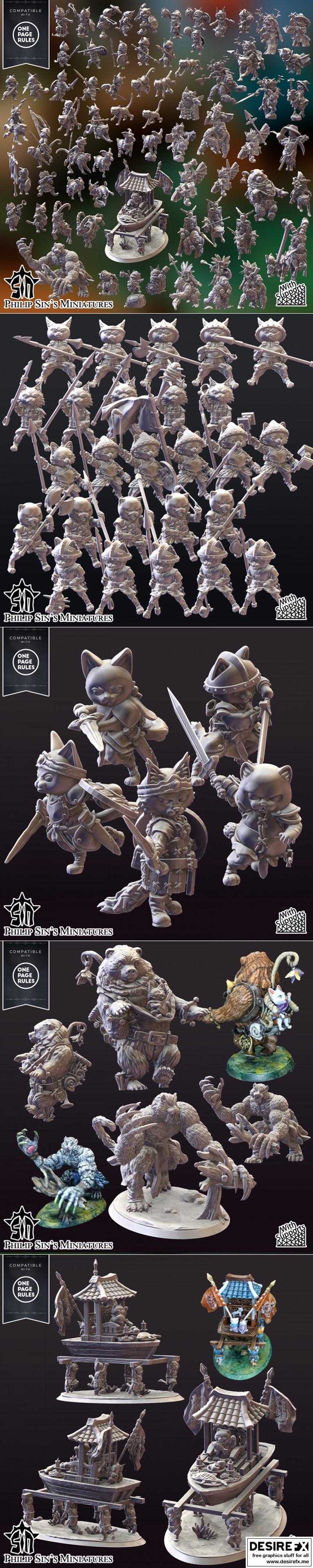 梅罗考夫的猫族——奥米尼西亚h释放3D打印模型|Cat Folks of Merrowcove – Omnissiah Releases – 3D Print Model STL