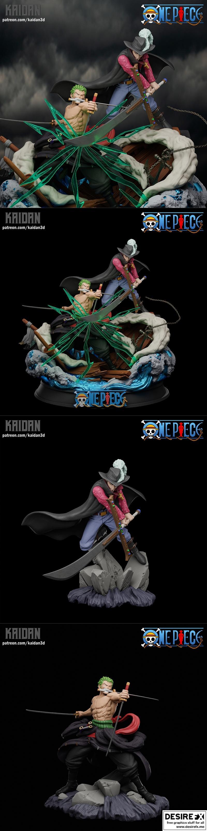 三渲二风格Zoro vs Mihawk 3D打印模型|Kaidan – Zoro vs Mihawk – 3D Print Model STL