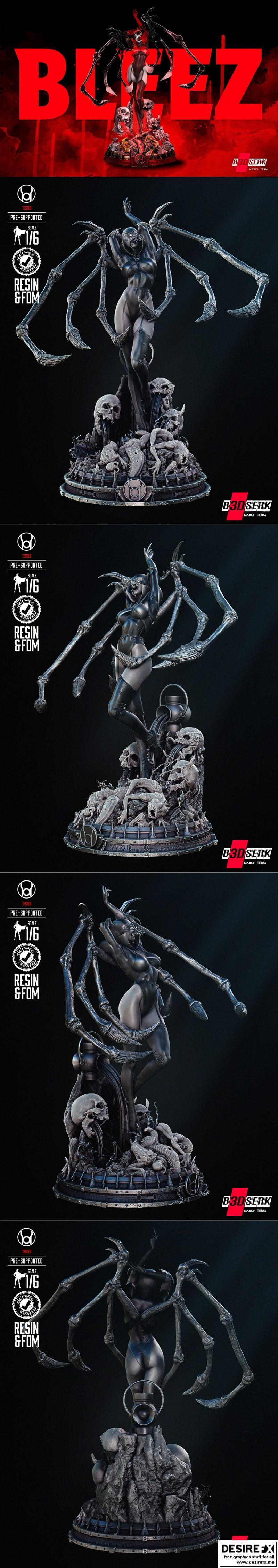 Bleez Scultpure 3D打印模型：动漫游戏角色立体雕塑STL文件|B3DSERK – Bleez Scultpure – 3D Print Model STL