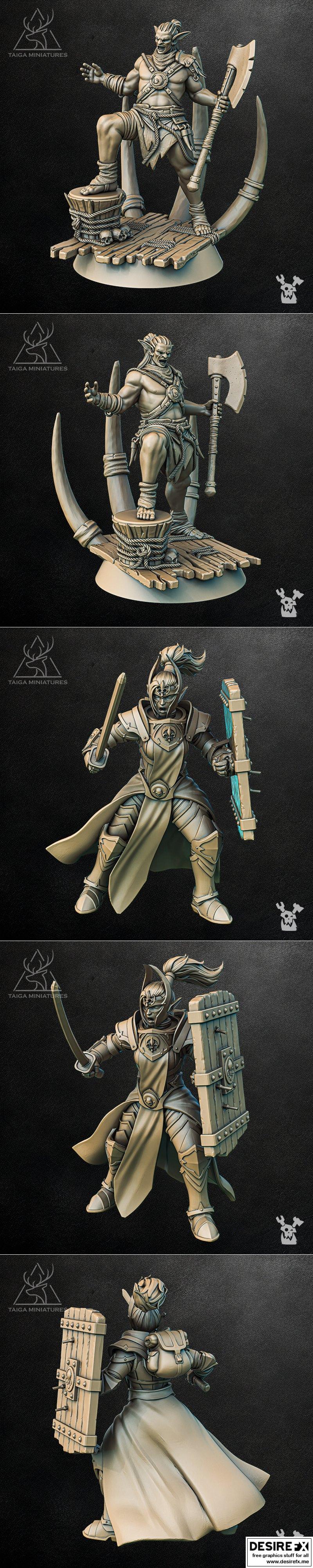 灰怪首领与银月护盾者——3D打印模型|Hobgoblin Chieftain and Silver Moon Shieldbearer – 3D Print Model STL